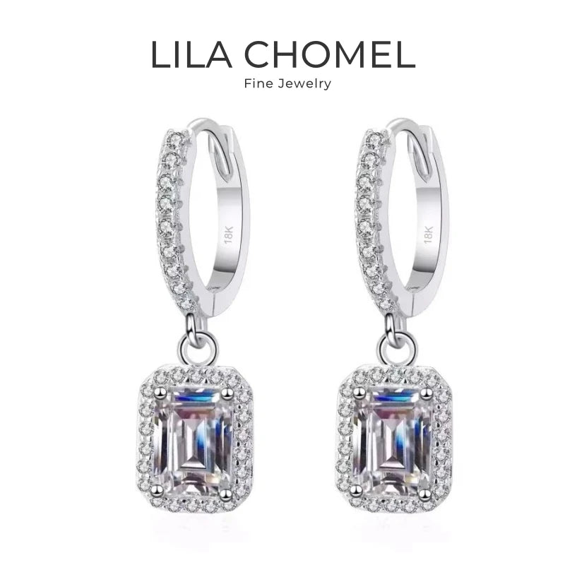 Girl Valentine's Day 18K White Gold Women Birthday Gift 1/2CT Moissanite Diamond Drop Earrings PT950 Platinum Wedding Jewelry