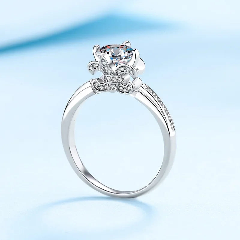 Lady wedding band 18K White Gold ring VVS1 D Color 1 Carat Women Moissanite Diamond Rings Engagement Best Gift for girl
