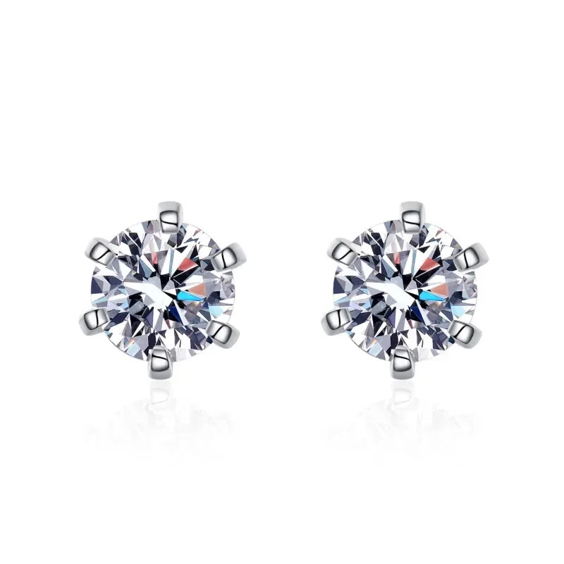 Engagement White Gold 18K Women Wedding Jewelry Screw Stud Earrings Daughter 0.5/1/2 Carat Moissanite Diamond Girl Birthday Gift