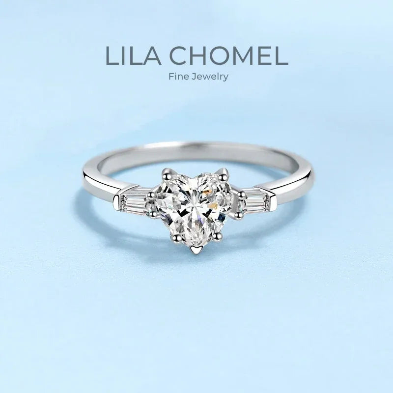 Designer Engagement 18K White Gold Women Wedding Band Lady 1CT Moissanite Diamond PT950 Platinum Girl Valentine's Day Gift Rings