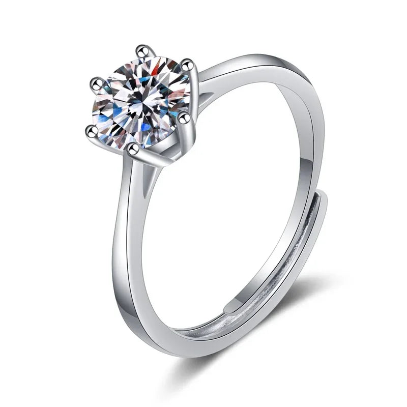 Women Engagement 18K White Gold Wedding Band 0.5/1/2CT VVS1 D Color Moissanite Diamond Girl Birthday Gift Rings Valentine's Day