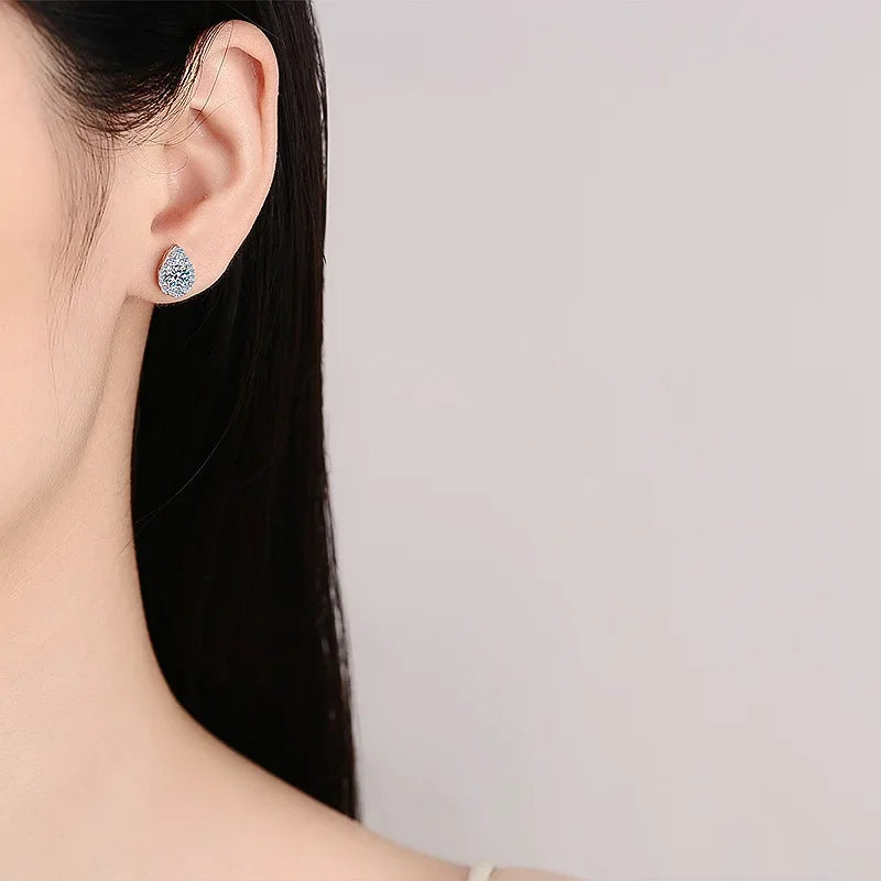 Classic Girl Birthday Gift PT950 Platinum Water Drop Earplug Stud Earrings 0.5/1CT Moissanite Diamond Women Wedding Fine Jewelry