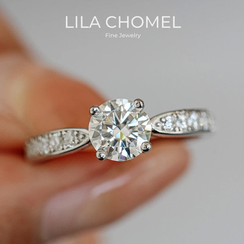 Engagement 18K White Gold Women Wedding Band 1CT Moissanite Diamond Daughter Birthday Gift PT950 Platinum Girl Valentine's Day