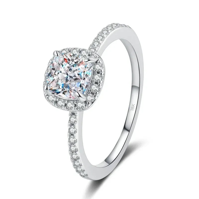 Engagement 18K White Gold Women Wedding Band 1CT VVS DColor Moissanite Diamond Girl Birthday Gift Anniversary Day Daughter Rings