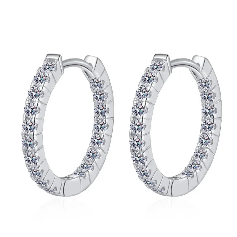 Girl Birthday Gift 18K White Gold Wedding 0.9CT Moissanite Diamond Women Engagement PT950 Platinum Valentine's Day Hoop Earrings