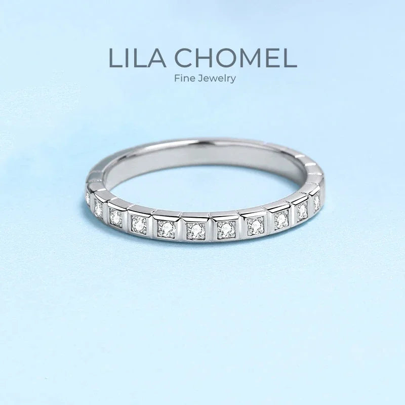 Fine Jewelry 18K White Gold Girl Engagement Rings 0.165ct Moissanite Diamond Birthday Gift Classic Wedding Band for Women Daily