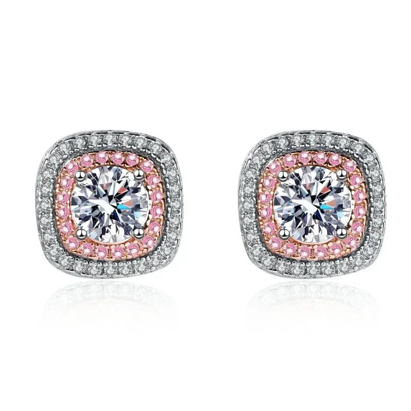Girlfriend Birthday Gift 18K White Gold Stud Earrings 0.5CT Moissanite Diamond Women Valentine's Day PT950 Platinum Fine Jewelry