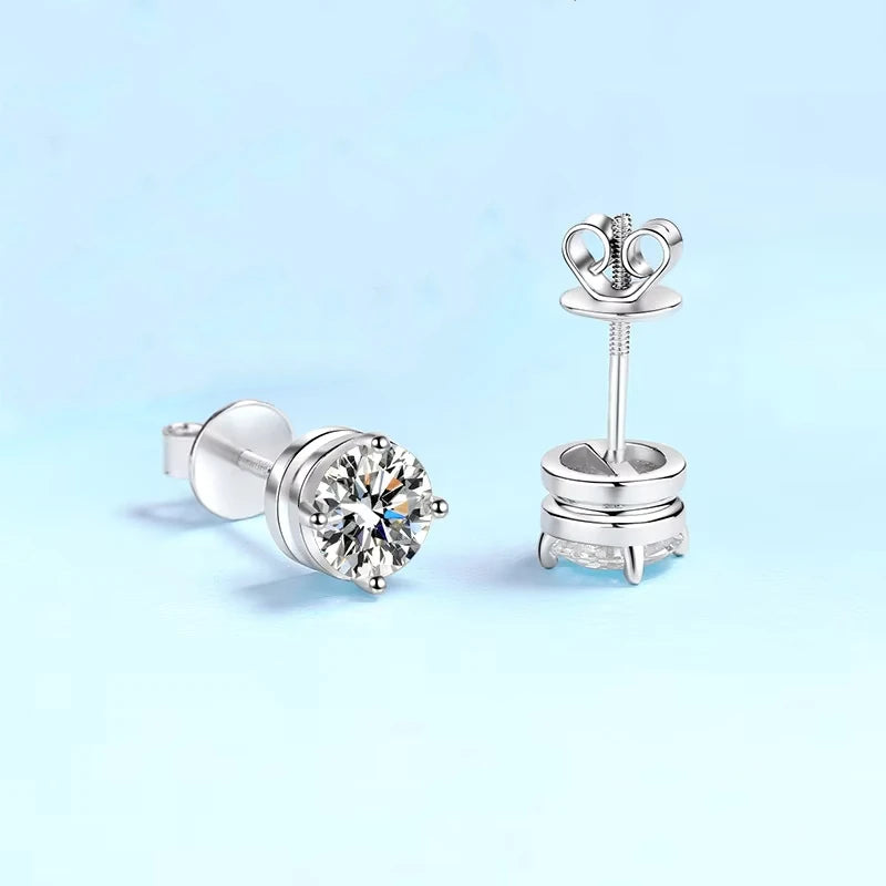 Daughter Birthday Gift PT950 Platinum 0.5/1/2ct Screw Stud Earrings Women Wedding Fine Jewelry Girl Valentine's Day Engagement