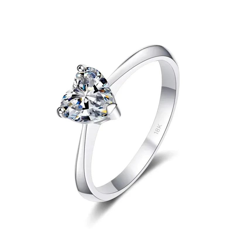 GirlFriend Birthday Gift 18K White Gold Women Wedding Band 0.5/1CT Heart Moissanite Diamond Valentine's Day PT950 Platinum Rings