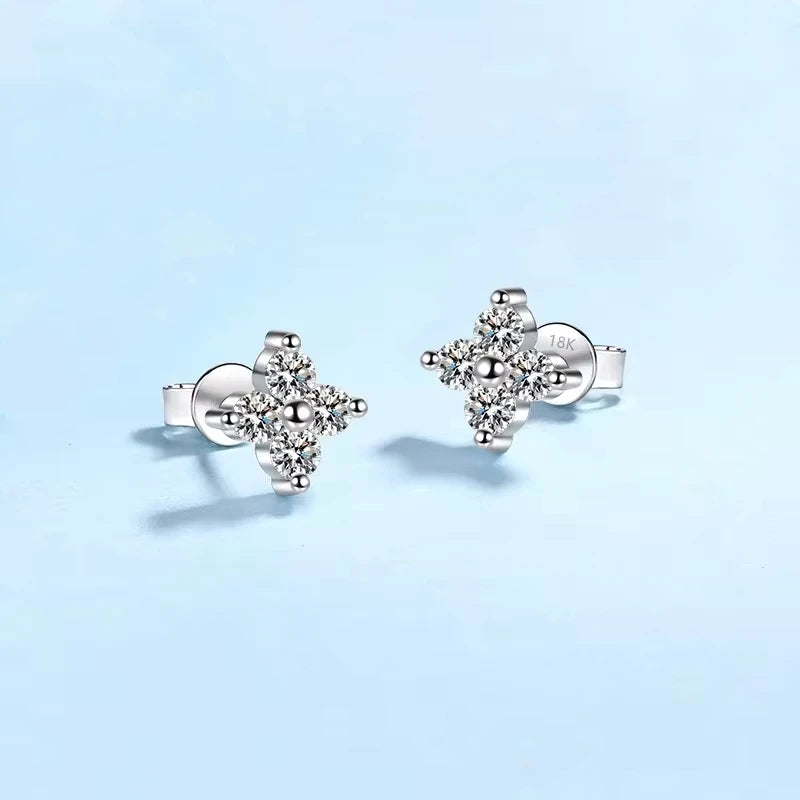 Valentine's Day 18K White Gold Daughter Wedding Fine Jewelry 0.8ct Moissnaite Diamond Women Earplug Stud Earrings Birthday Gift
