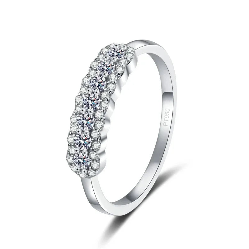 Girl Birthday Gift Platinum PT950 Rings Women Wedding Band 0.37CT Moissanite Diamond Daughter Engagement Jewelry Valentine's Day