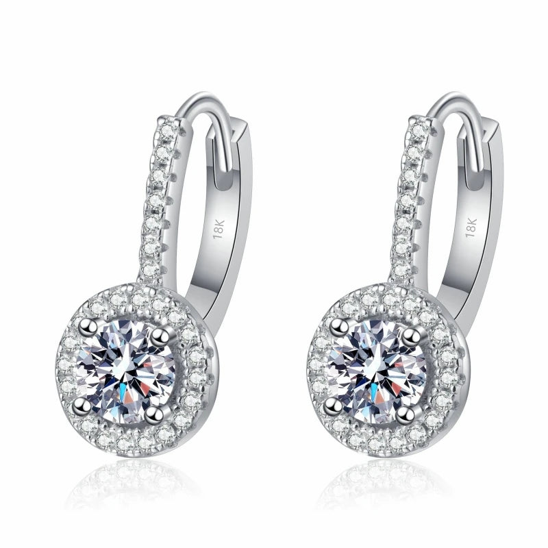 Engagement 18K White Gold Women Wedding Jewelry Drop Earrings 0.5/1CT Moissanite Diamond Girl Birthday Daughter Adult's Day Gift
