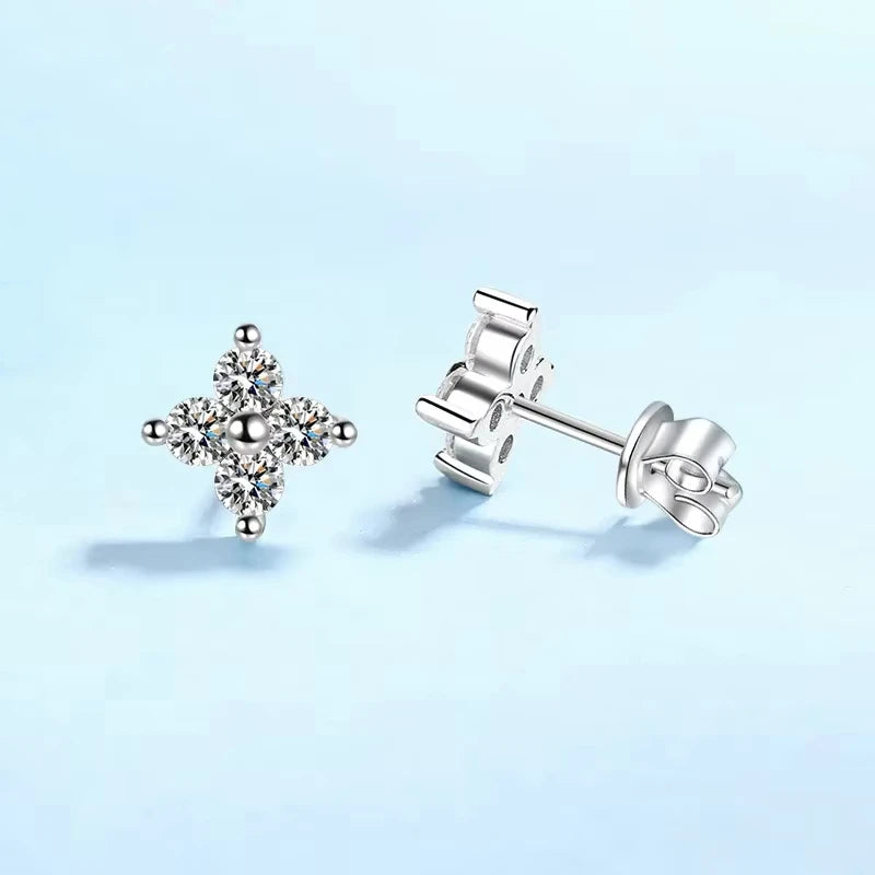 Valentine's Day 18K White Gold Daughter Wedding Fine Jewelry 0.8ct Moissnaite Diamond Women Earplug Stud Earrings Birthday Gift