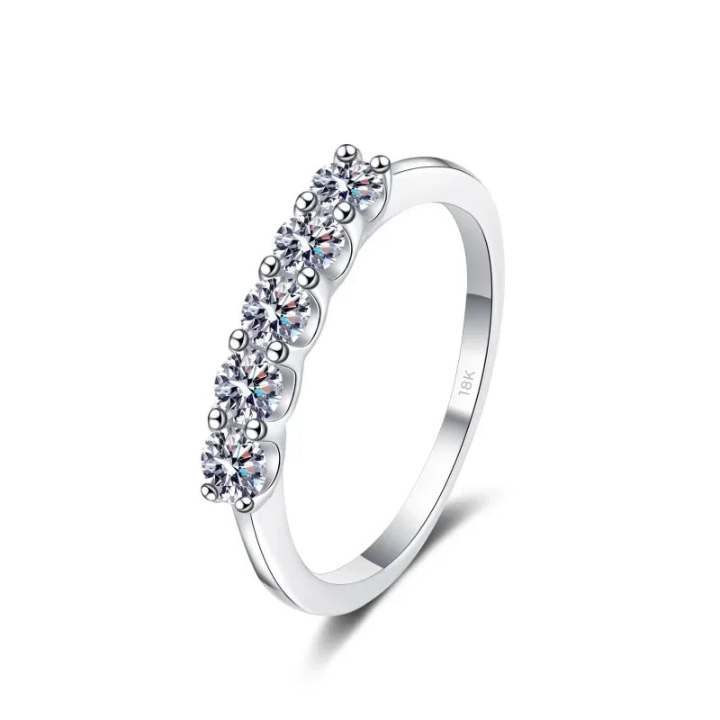 Girl Birthday Gift Rings 18K White Gold Women Wedding Band 0.5CT Moissanite Diamond Engagement PT950 Platinum Valentine's Day
