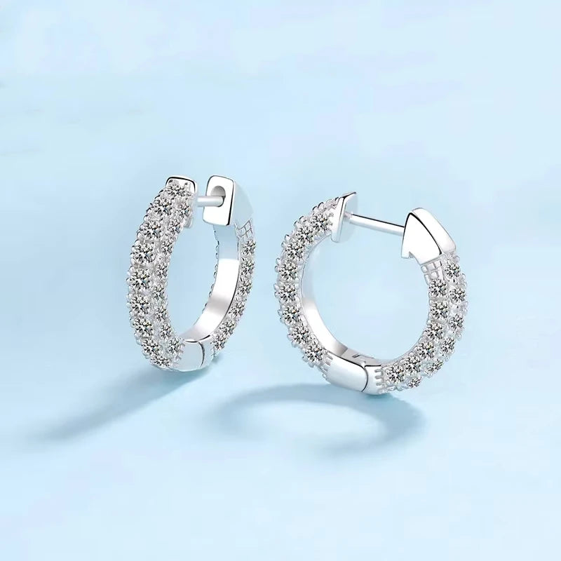 Women Birthday Gift 18K White Gold Hoop Earrings Daughter Engagement 1.92Carat VVS1 D Color Moissanite Diamond Girl Fine Jewelry