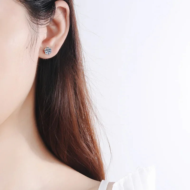 Wedding Jewelry Platinum PT950 Earplug Stud Earrings Women 0.5/1/2ct VVS1 D Color Moissanite Diamond Girl Birthday Gift Daughter