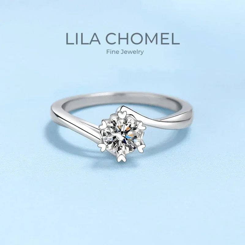 Women Engagement Rings 18K White Gold Wedding Band VVS 1 D Color 0.3/0.5CT Moissanite Diamond PT950 Platinum Girl Birthday Gift
