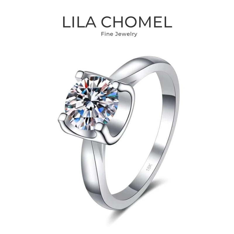 Lady Engagement Rings 18K White Gold Women Wedding Band VVS D Color 0.5/1CT Moissanite Diamond Girl PT950 Platinum Birthday Gift