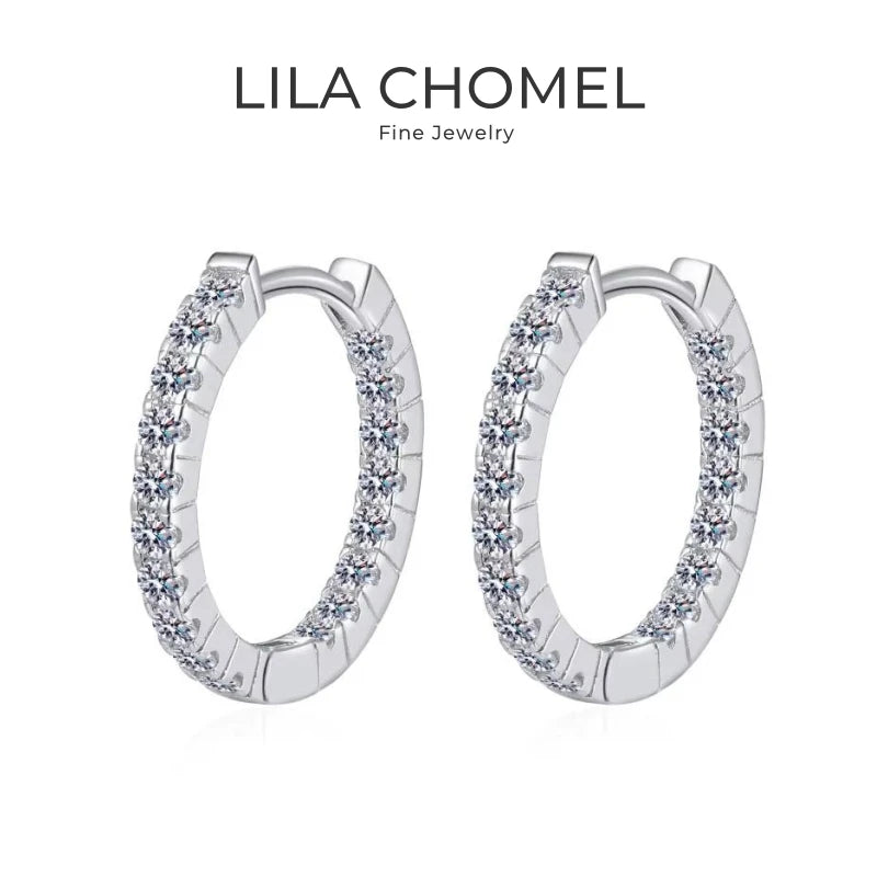 Girl Birthday Gift 18K White Gold Wedding 0.9CT Moissanite Diamond Women Engagement PT950 Platinum Valentine's Day Hoop Earrings