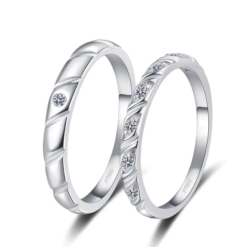 Lovers PT950 Platinum Women Men Wedding Bands Moissanite Diamond 0.12/0.25CT Girl Boy Birthday Gift Daughter Rings Fine Jewelry