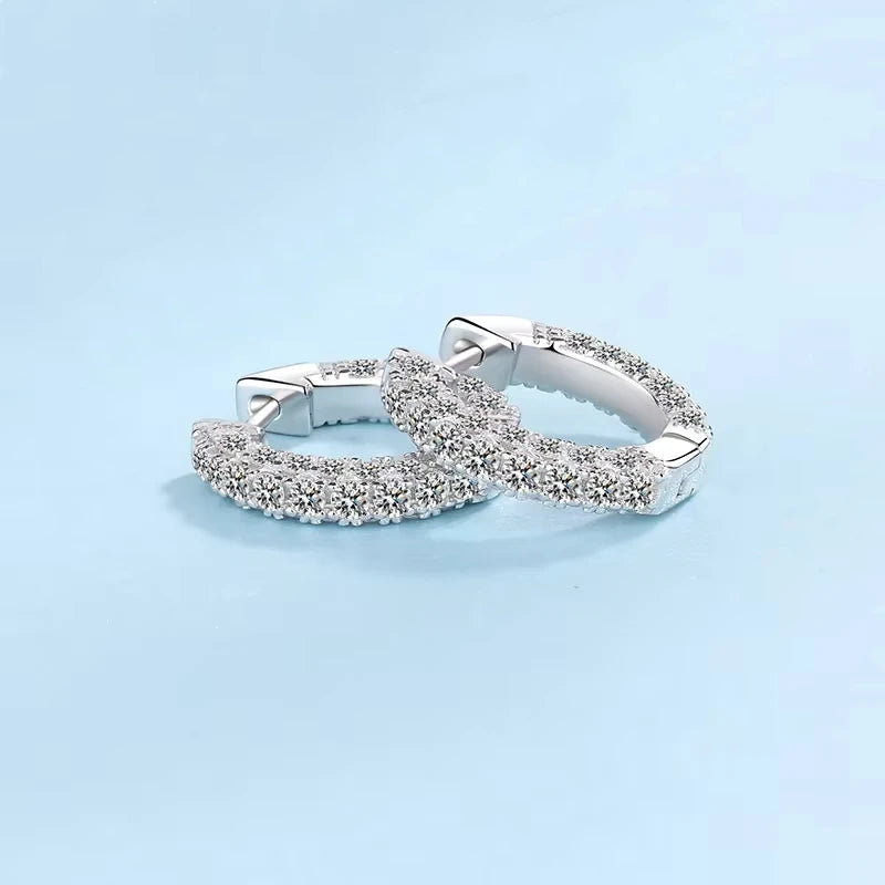 Women Birthday Gift 18K White Gold Hoop Earrings Daughter Engagement 1.92Carat VVS1 D Color Moissanite Diamond Girl Fine Jewelry