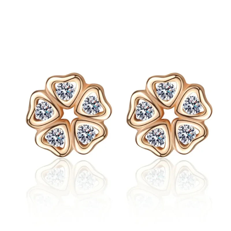 Girlfriend Birthday Gift 18K Rose Gold Earplug Stud Earrings 0.25Carat Moissanite Diamond Women Valentine's Daughter Adult's Day