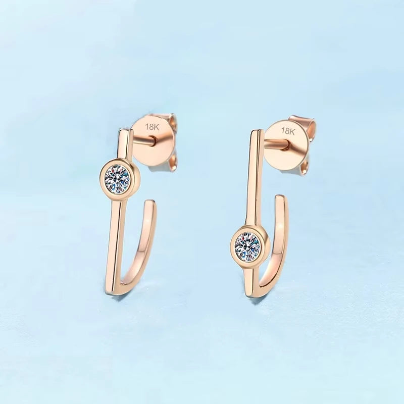 Girlfriend Birthday Gift 18K Rose Gold Earplug Stud Earrings Women Wedding 0.2CT Moissanite Diamond Valentine's Day Fine Jewelry