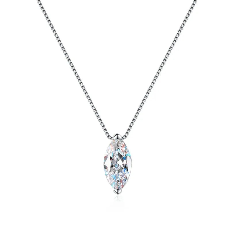Classic PT950 Platinum Necklaces for Women 1ct D Color Marquise Cut 5*10mm Moissanite Diamond Female Fine Jewelry Birthday Gift