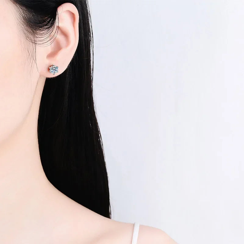 WOMEN Valentine's Day PT950 Platinum Screw Stud Earrings Girl Birthday Gift 0.5/1CT Moissanite Diamond Engagement Wedding Party