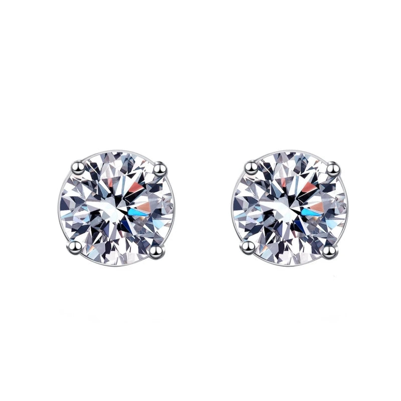 Girl Birthday Gift 18K White Gold Stud Earrings Women Wedding Moissanite Diamond 0.3/0.5/1/2CT PT950 Platinum Valentine's Day