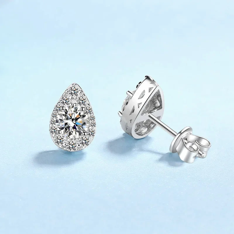 Classic Girl Birthday Gift PT950 Platinum Water Drop Earplug Stud Earrings 0.5/1CT Moissanite Diamond Women Wedding Fine Jewelry