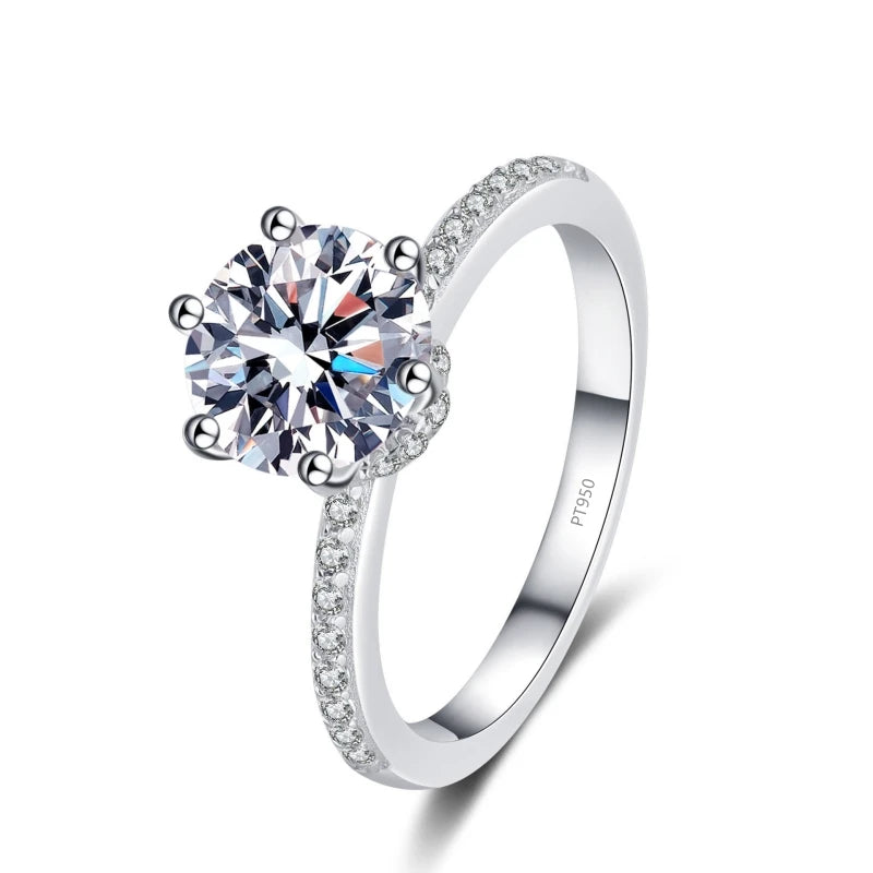 Engagement Women Rings Platinum PT950 Wedding Band 2CT VVS1 D Color Moissanite Diamond Girl Birthday Gift Wife Valentine's Day