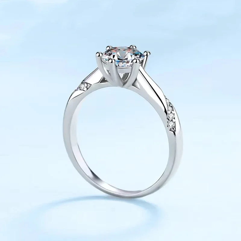 Engagement Women 18K White Gold Wedding Band VVS1 D Color 0.5/1/2CT Moissanite Diamond Birthday Gift Girl Valentine's Day Rings