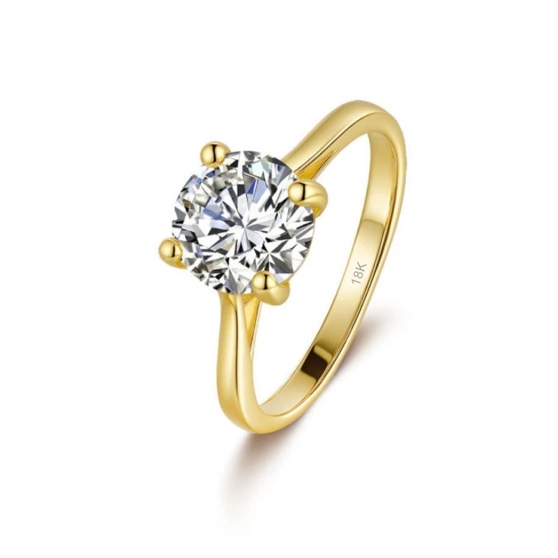 Engagement 18K Gold Women Wedding Band Four Claw Inlay 2/3CT Moissanite Diamond Girl Valentine's Day Fine Jewelry Birthday Gift