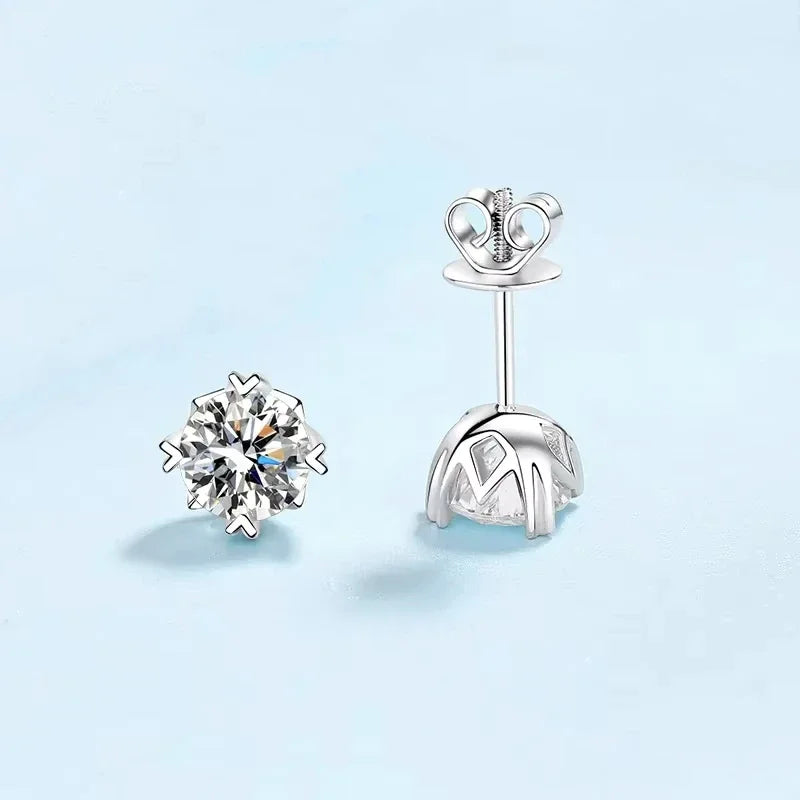 Women Engagement 18K White Gold Wedding Screw Stud Earrings 0.5/1CT VVS1 D Color Moissanite Diamond Girl Birthday Gift Daughter