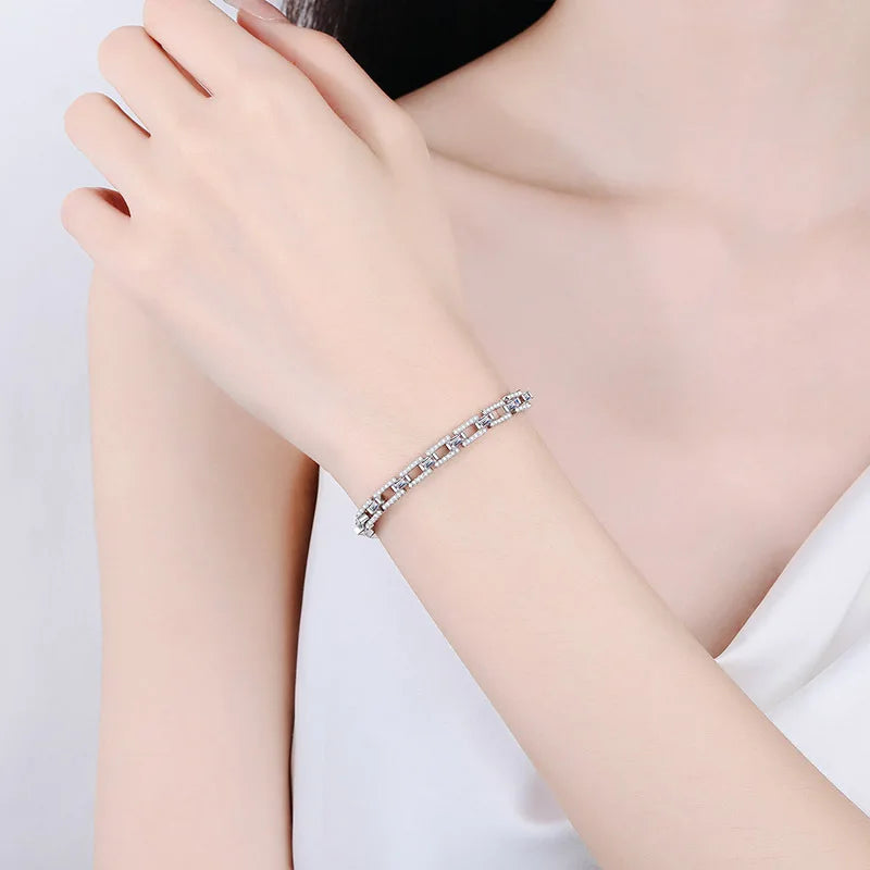 Luxury Sparkling Bangles Pure PT950 Platinum fine Jewelry 6-7inch 3/3.2/3.5CT All Moissanite Brilliant Bracelet for Women gift