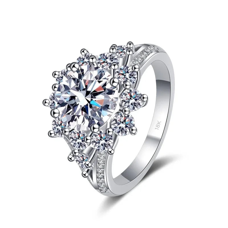 Women Valentine's Day 18K White Gold Birthday Gift Rings 3CT Moissanite Diamond Girl Romantic PT950 Platinum Wedding Band Party