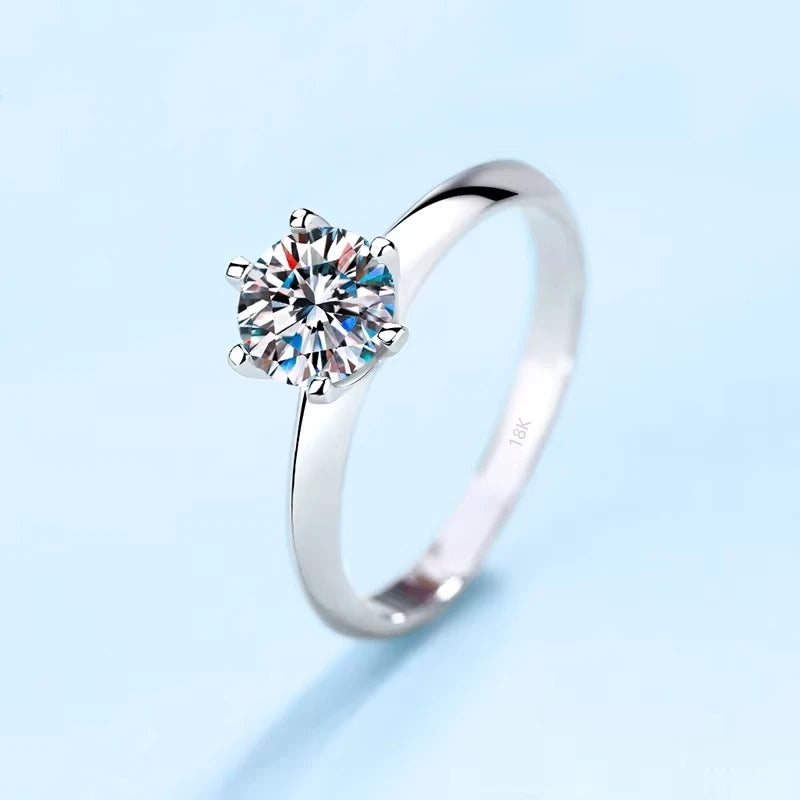 Fine Jewelry Birthday Gift 18K White Gold 1/2/3/5CT VVS1 D Color Moissanite Diamond Six-pronged Setting Wedding Bands for Women
