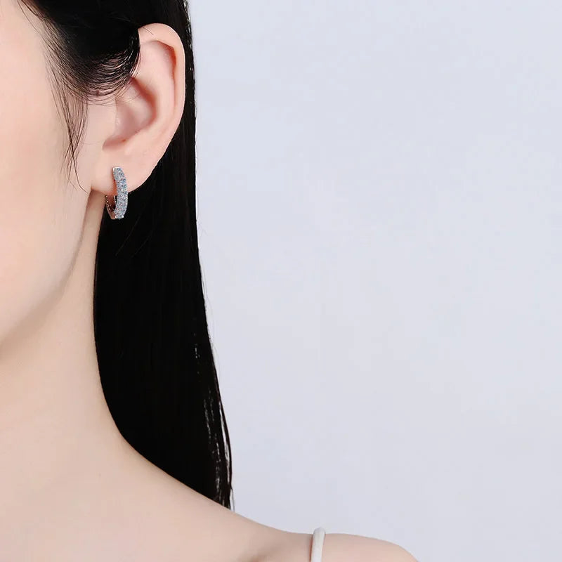 Women Birthday Gift 18K White Gold Hoop Earrings Daughter Engagement 1.92Carat VVS1 D Color Moissanite Diamond Girl Fine Jewelry