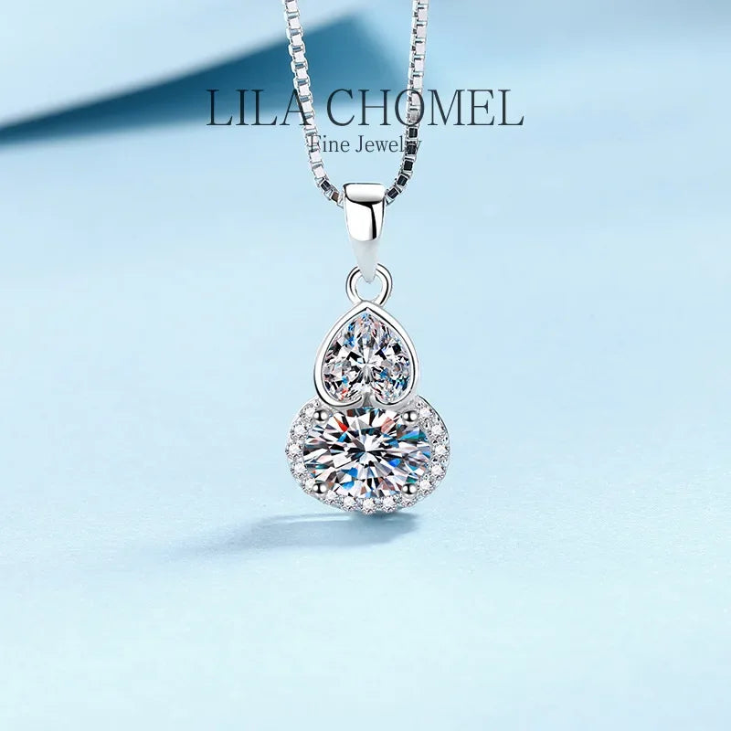 Classic PT950 Platinum Female Wedding Jewelry 1.5 Carat Moissanite Diamond VVS D Color Necklace Gourd shaped Pendant for women