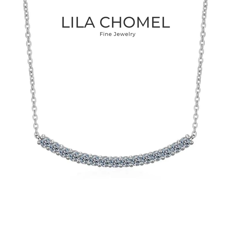 Girl Valentine's Day 18K White Gold Smile Necklaces Women Wedding 0.45/0.9CT Moissanite Diamond PT950 Platinum Birthday Gift