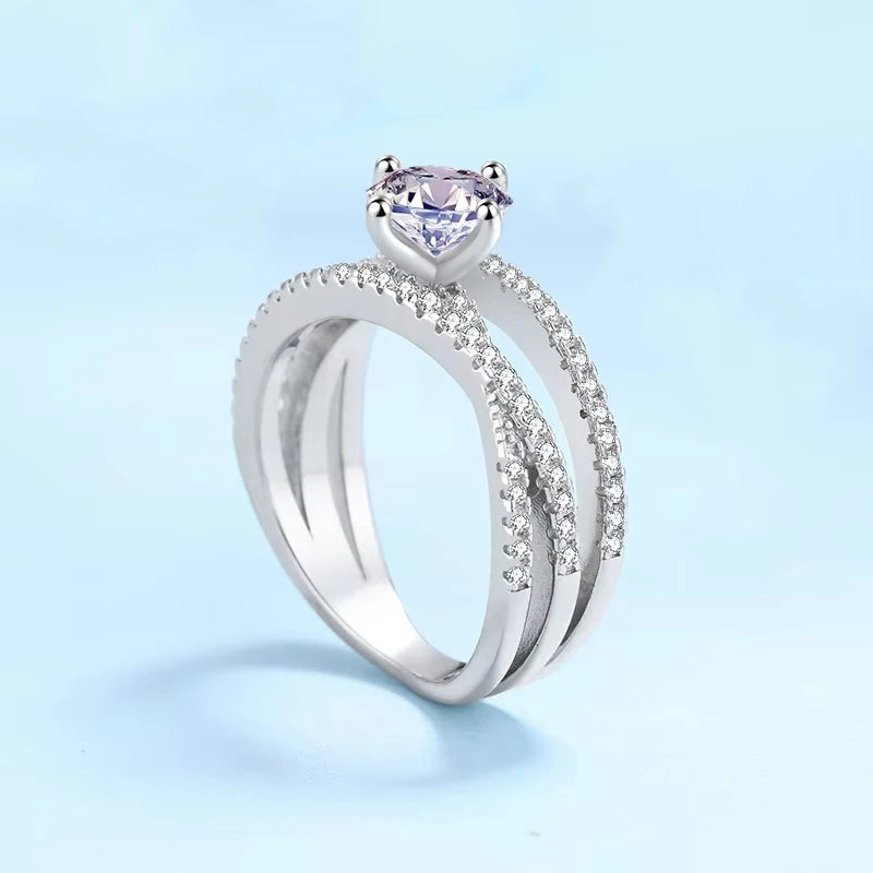 Fine Jewelry Cross Winding Band 18K White Gold Women Engagement Rings VVS1 D Color 1CT Moissanite Diamond Girl Birthday Gift ins