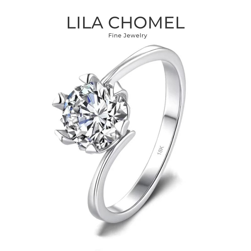 Women Engagement 18K White Gold Wedding Band 1/2CT Moissanite Diamond Girl Birthday Gift PT950 Platinum Valentine's Day Rings