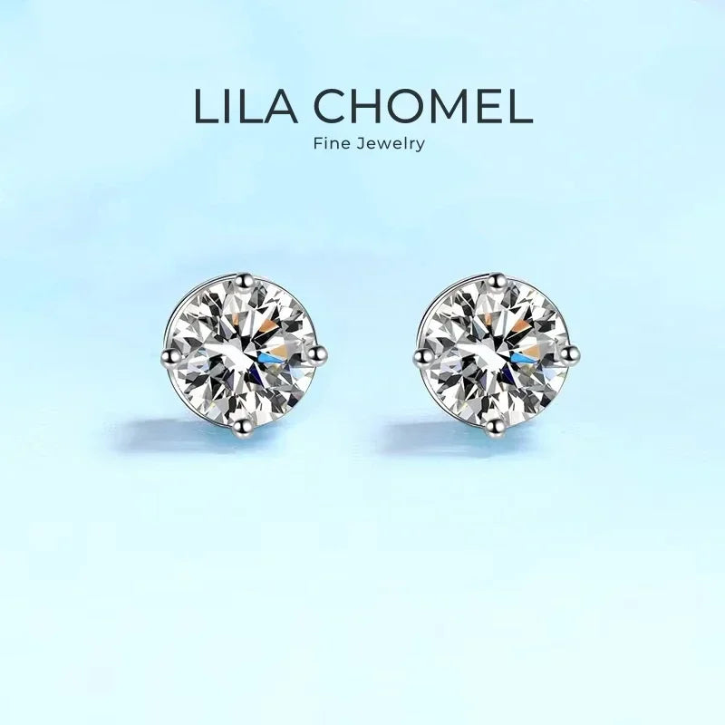Girl Birthday Gift 18K White Gold Stud Earrings Women Wedding Moissanite Diamond 0.3/0.5/1/2CT PT950 Platinum Valentine's Day