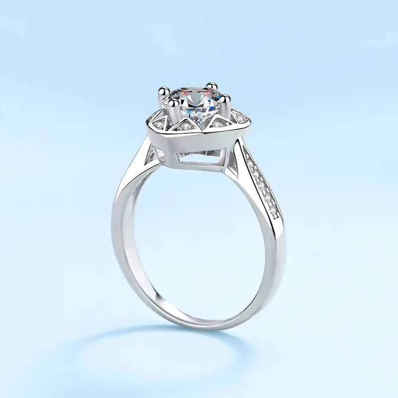 Lover Engagement 18K White Gold Wedding Band Women 1CT Moissanite Diamond Valentine's Day PT950 Platinum Girl Birthday Gift Lady