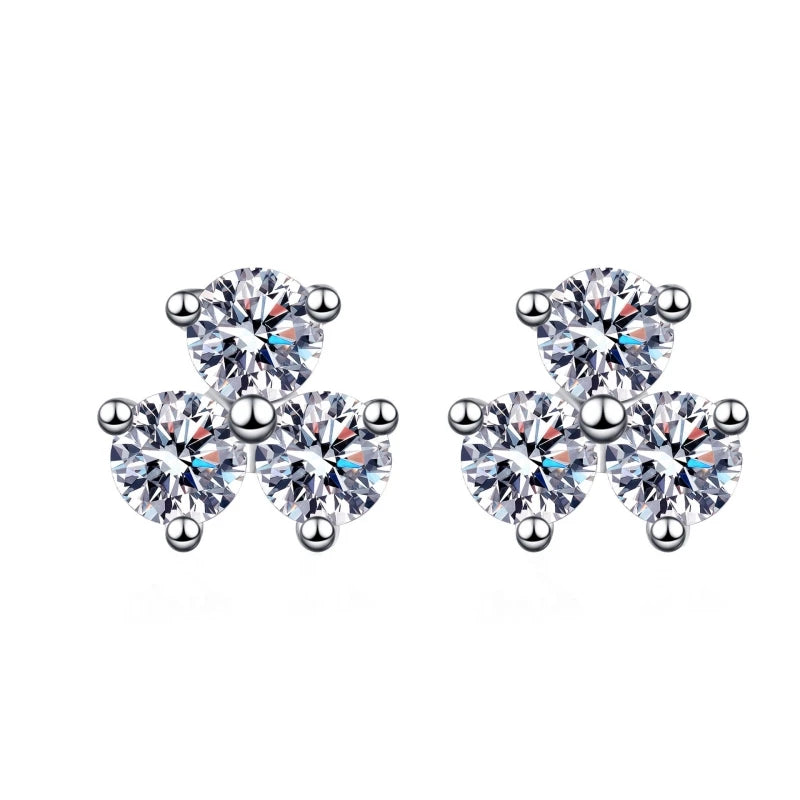 Daughter 18K White Gold Earplug Stud Earrings Women 0.6CT Moissanite Diamond Girl Valentine's Day PT950 Platinum Birthday Gift