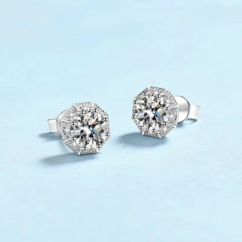 Daughter Birthday Gift 18K White Gold Stud Earrings Girl Valentine's Day 1/2CT Moissanite Diamond Women Wedding Fine Jewelry INS