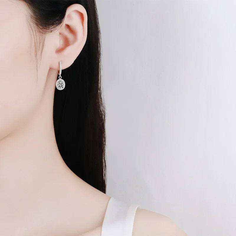Wedding Jewelry 18K White Gold Drop Earrings Women Engagement D Color VVS1 1/2CT Oval Moissanite Diamond Girl Birthday Gift