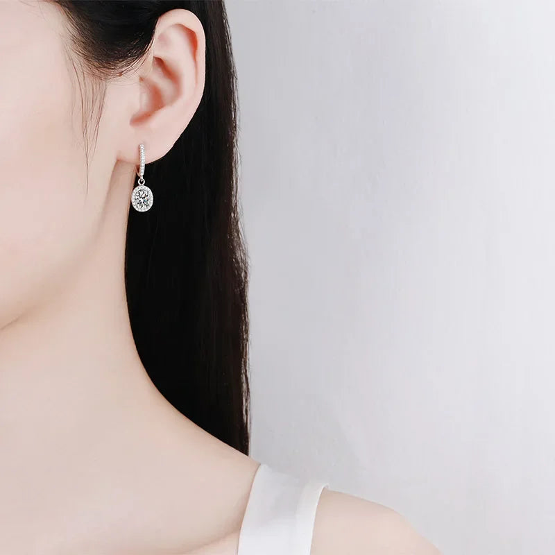 Engagement PT950 Platinum Drop Earrings Women Wedding 1/2CT Moissanite Diamond Valentine's Day Girl Birthday Gift Fine Jewelry