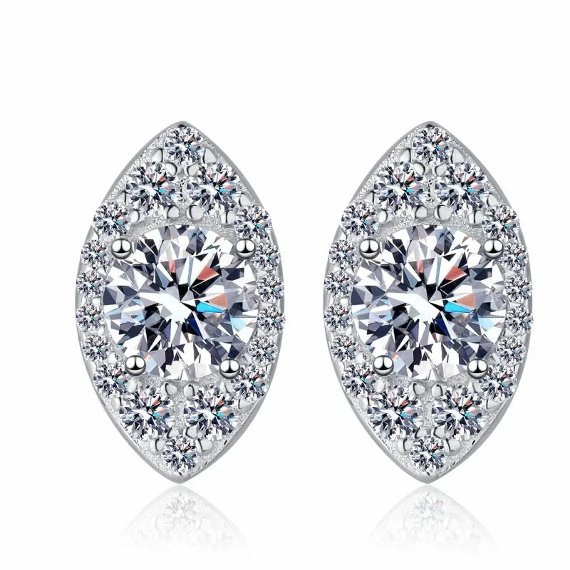 Girlfriend PT950 Platinum Earplug Stud Earrings Women Birthday Gift 1CT Oval Moissanite Diamond Valentine's Day Fine Jewelry INS